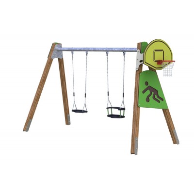 Качели двух местные с баскетбольным щитом